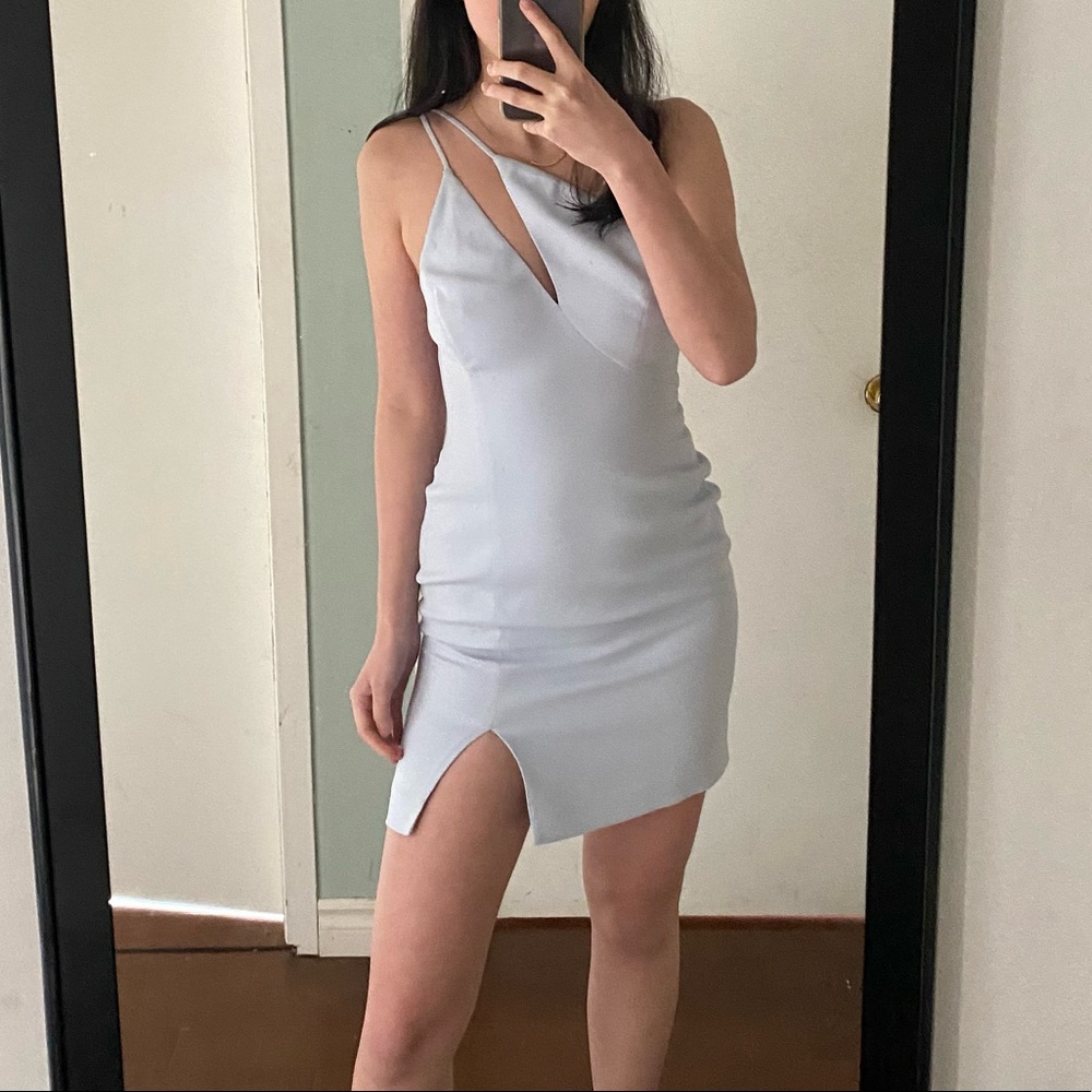 One shoulder Mini Sheath Dress in Arctic Blue - Picture 4 of 5